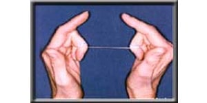 hands showing proper flossing technique